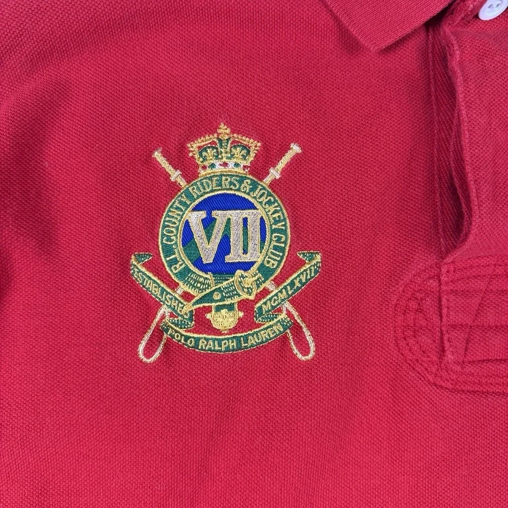 Polo Ralph Lauren Mens Red Long Sleeve‎ L Polo Shirt County Riders & Jockey Club